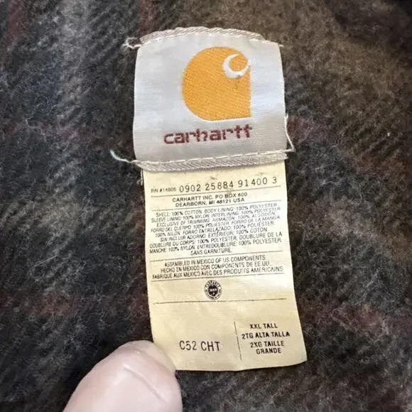 Carhartt C52 CHT men Sz XXL tall Detroit Style Blanket Lined 4Aces Stitched Back - Picture 2 of 16
